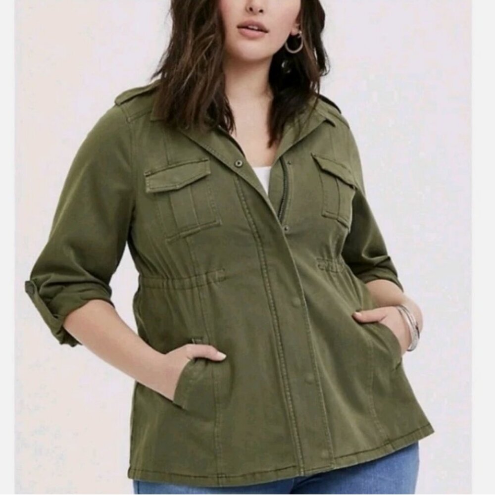 Torrid Military Army Green Anorak Utilty Jacket Women's Plus Size‎ 3X Canvas